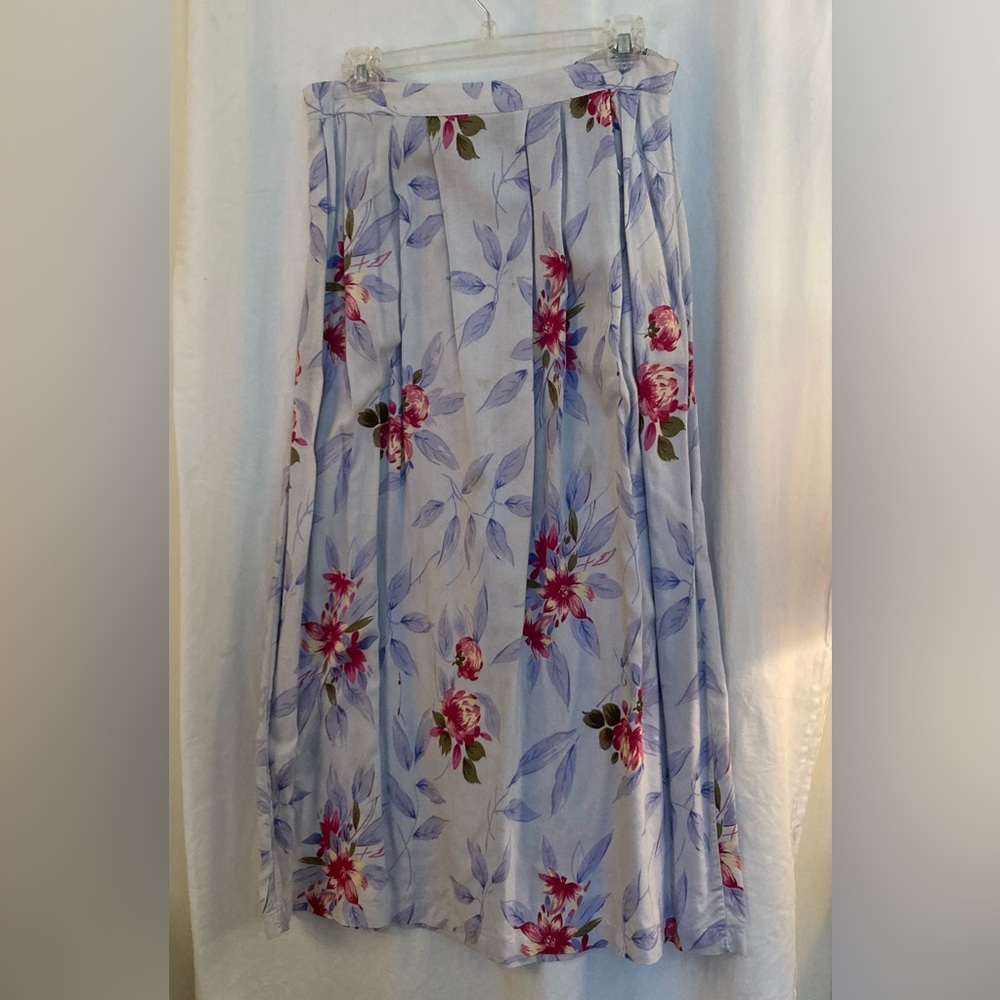 Sag Harbor Blue & Pink Spring Floral Maxi Skirt Size M